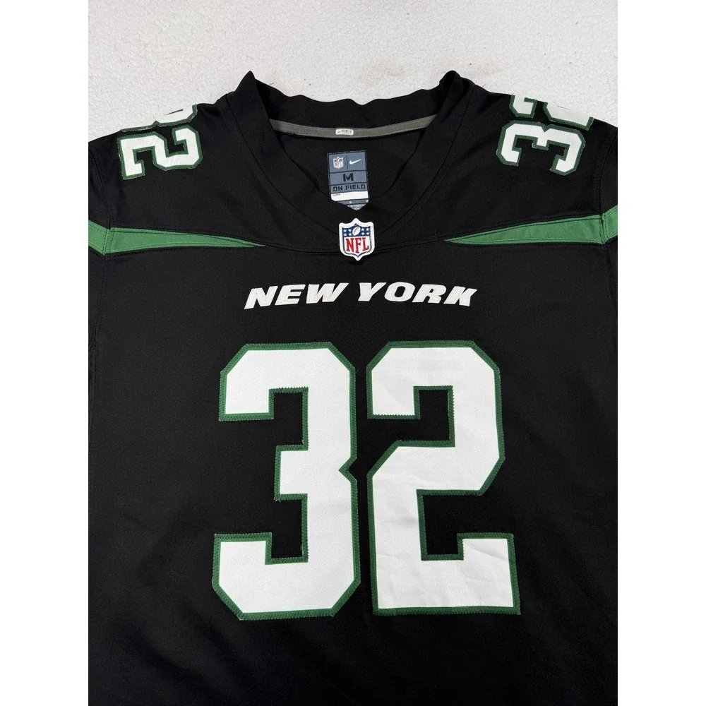 New York Jets Football Jersey Mens Medium Black NFL Nike Carter 32 On Field